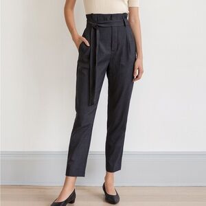 Brunello Cucinelli $1395 Tie Waist Pants Size 6 Gray Pockets Virgin Wool Silk